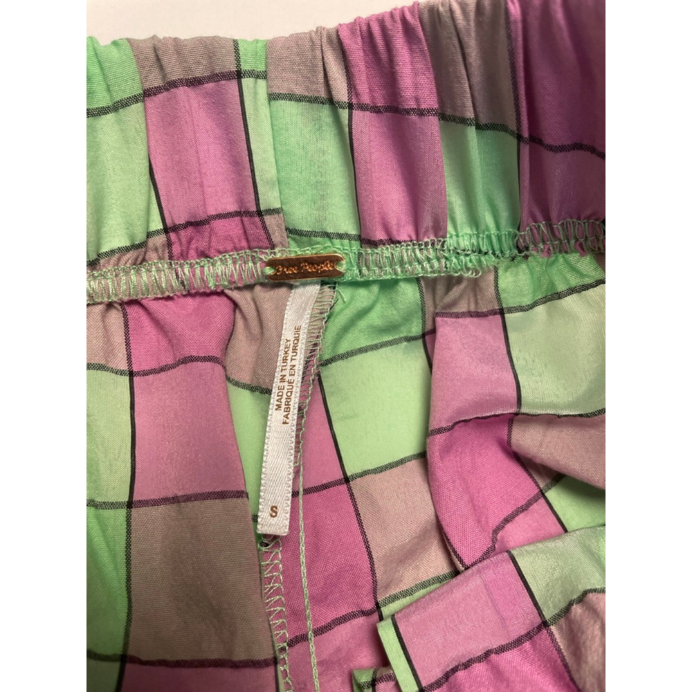 Free People Linus Plaid Short Set S Tie Front Top Festival Boho Colourful - Picture 5 of 10